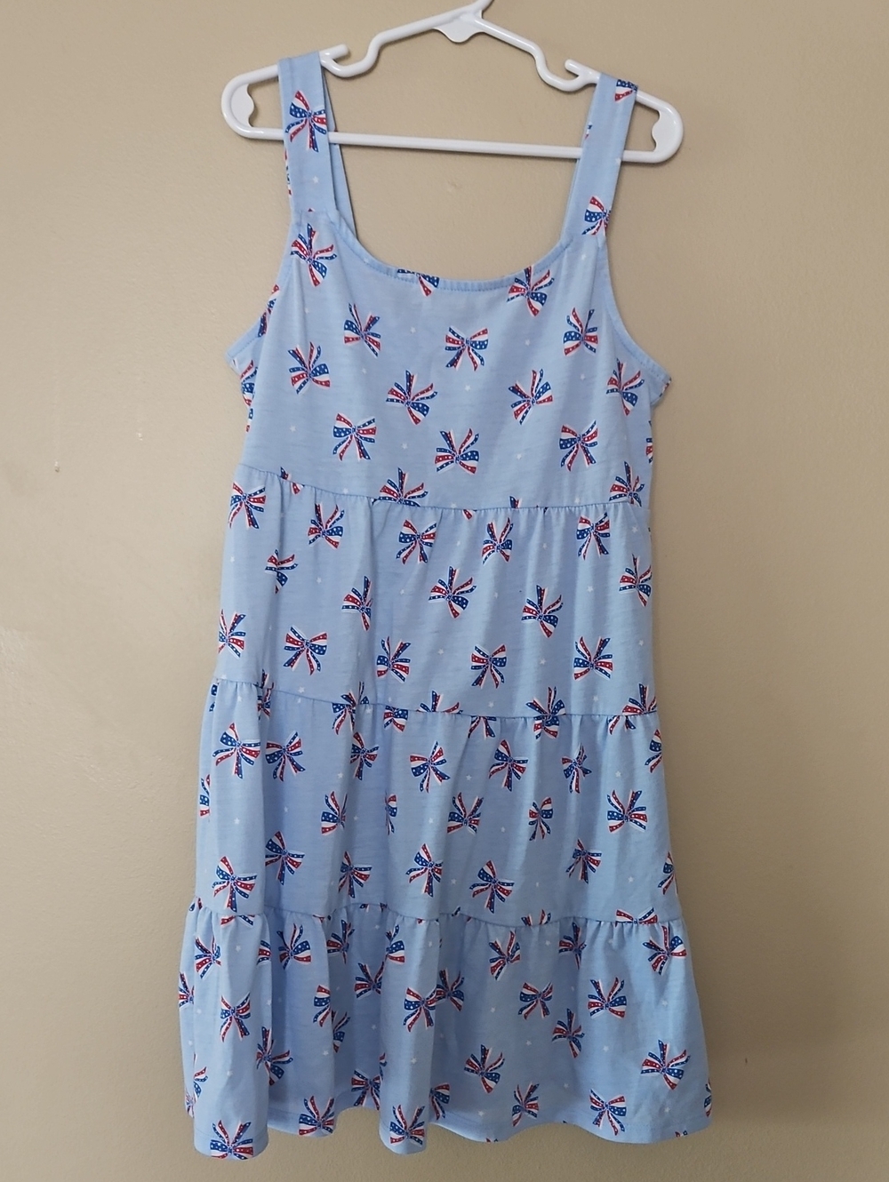 Celebrate Light Blue Sundress with Red,White & Blue Bow Print